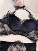 French Pure Desire Lingerie Set: Halter Lace Bra & Beautiful Back Anti-Sagging Bra