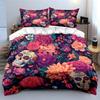Colorful Skull Floral Decor Set Multiple Sizes Kid's and Adults' Bedroom Exquisite 3PC Bedding Set Gift