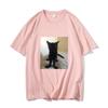 Big Foot Jinx T-shirt Black Cat Pattern Tshirt Funny   T Shirts  Cotton Tops Spring New Round Neck Tee Short Sleeve
