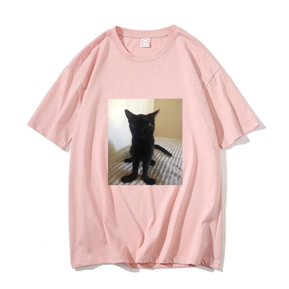 Big Foot Jinx T-shirt Black Cat Pattern Tshirt Funny   T Shirts  Cotton Tops Spring New Round Neck Tee Short Sleeve