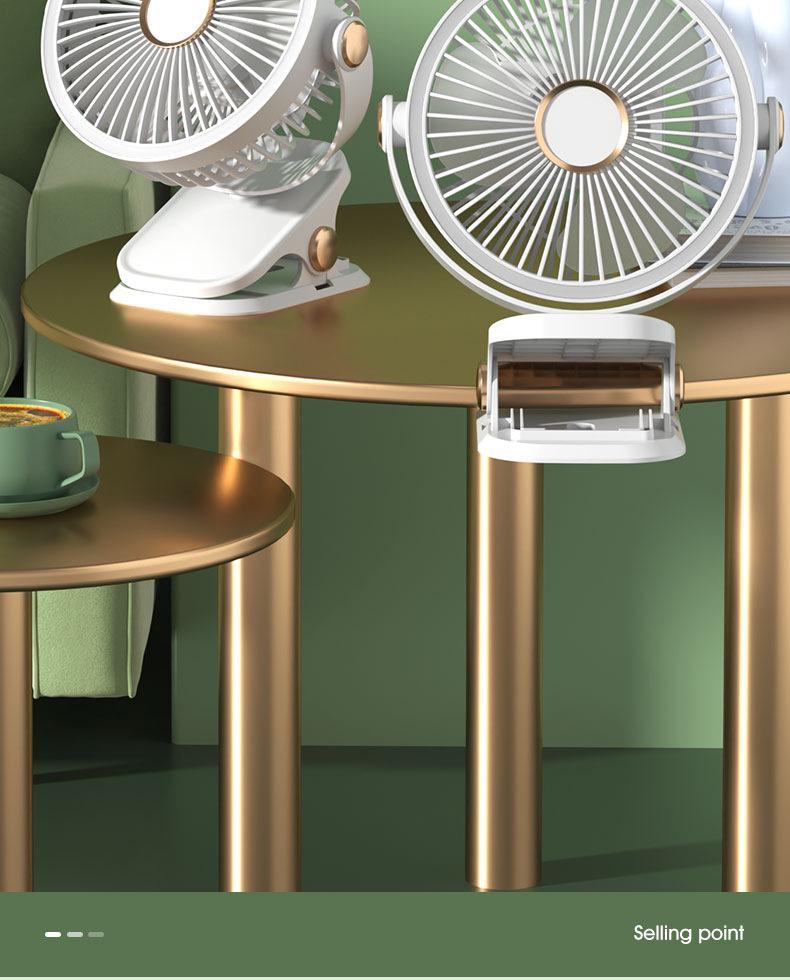 Portable Multifunctional Clip Fan with Night Light & USB Charging for Dorms and Desktops