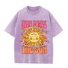 Vintage Black "Here Comes The Sun" T Shirt Retro Psychedelic Sun Acid Wash Tee