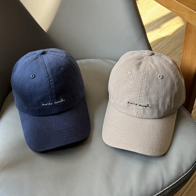 American New Letter Soft Top Embroidered Baseball Cap Showing Off The Face of Women with Casual and Versatile Sun Protection Cap Trendy Men