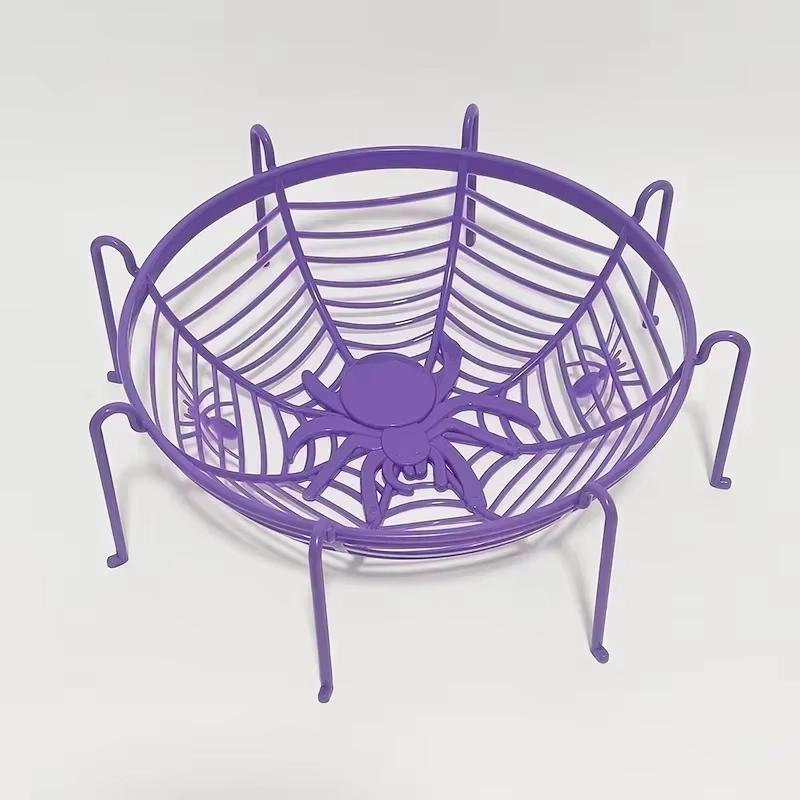 

Halloween Spider Web Fruit Plate Drain Basket Festival Atmosphere Cartoon Candy Box Home Decorations Trick Or Treat Supplies фіолетовий