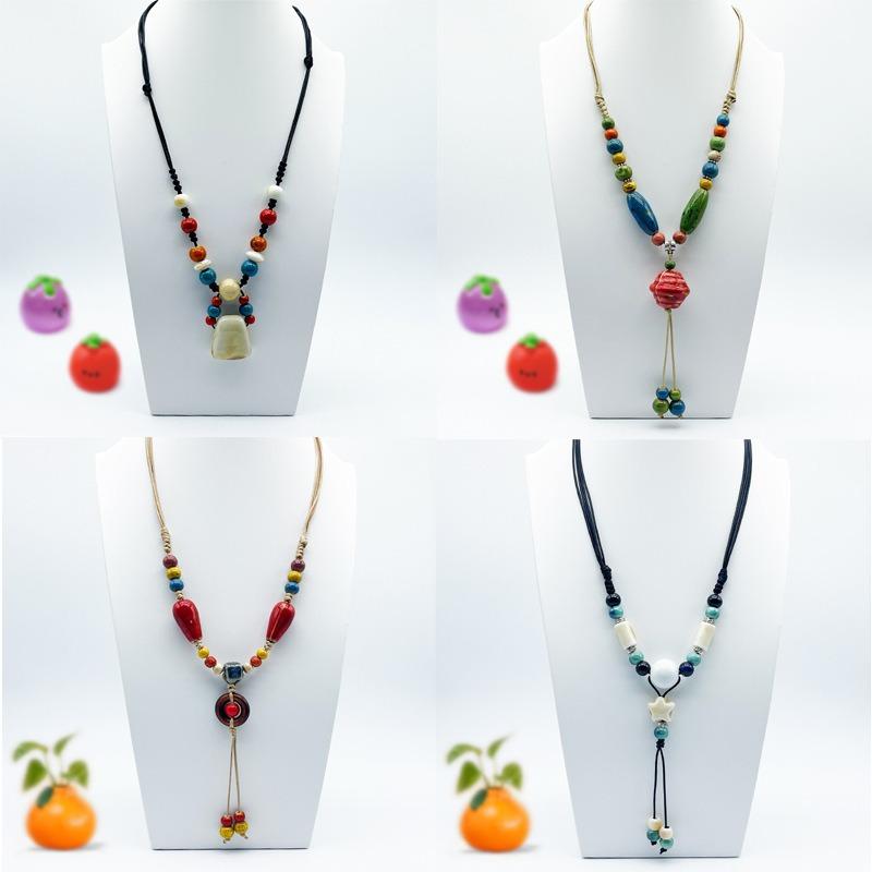 Accessories, Jewelry, Woven Beaded Sweater Chain, Ceramic Necklace, Female Niche Feeling Does Not Fade