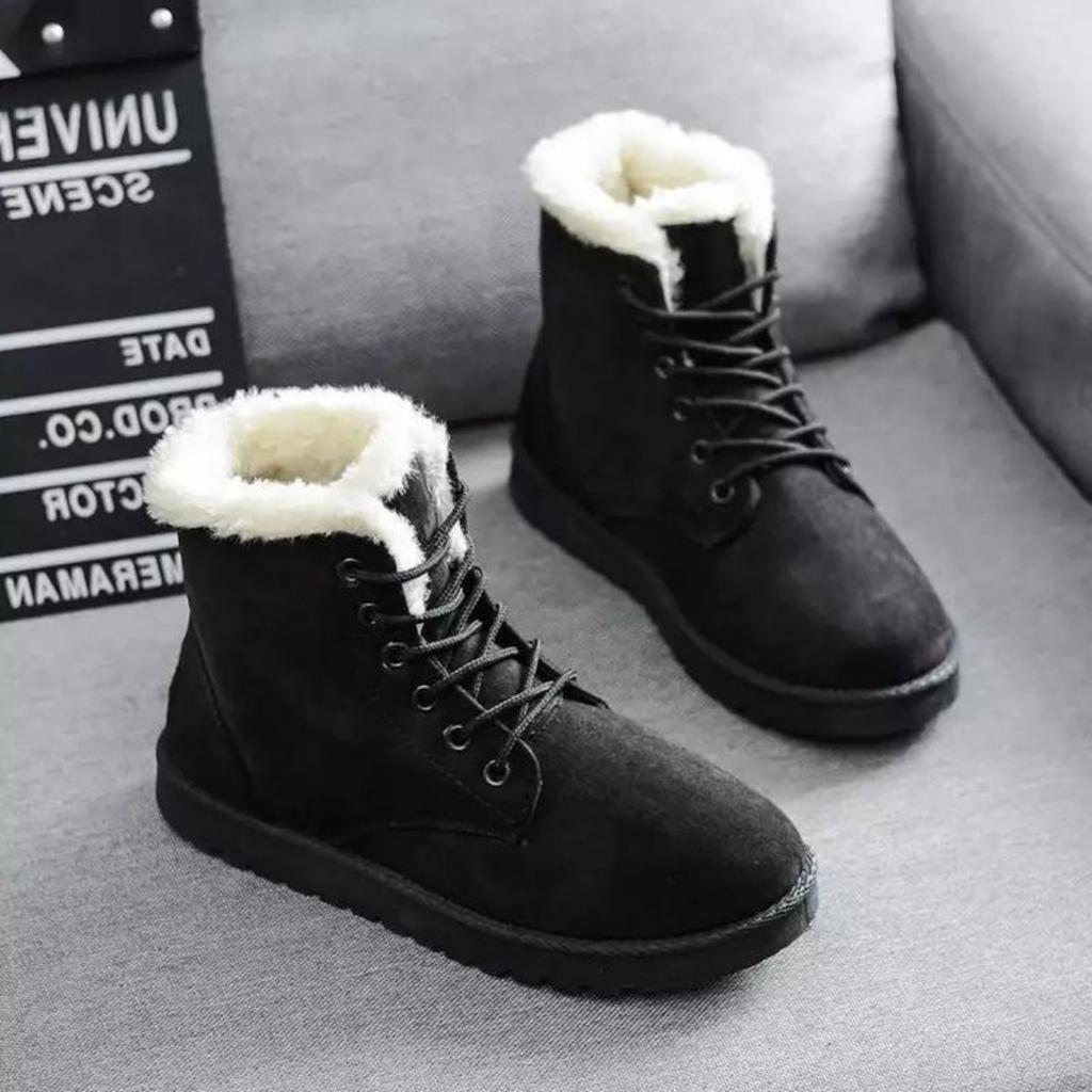 Snow Boots, Women's Shoes, Short Boots, Warm Shoes, Lace Up Shoes, Flat Shoes, Cotton Shoes, Plush Martin Boots