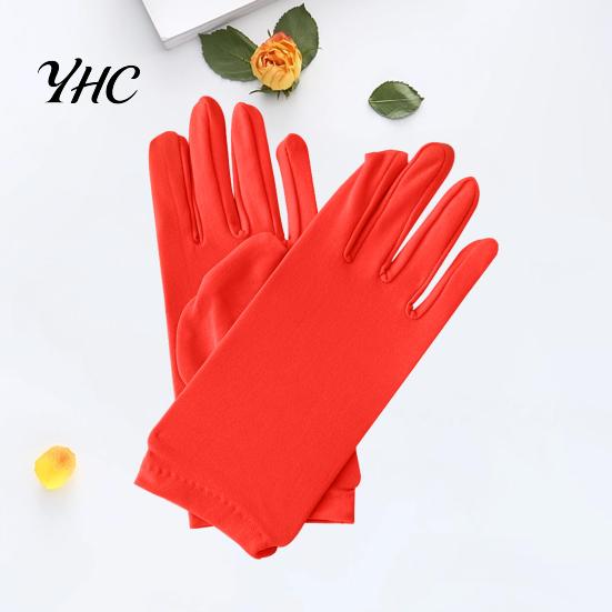 Satin Elastic Gloves 1 Pair Short Thin Dance Breathable Non-slip Solid Color Sweat-absorption Milk Silk Stretch Costume Accessories