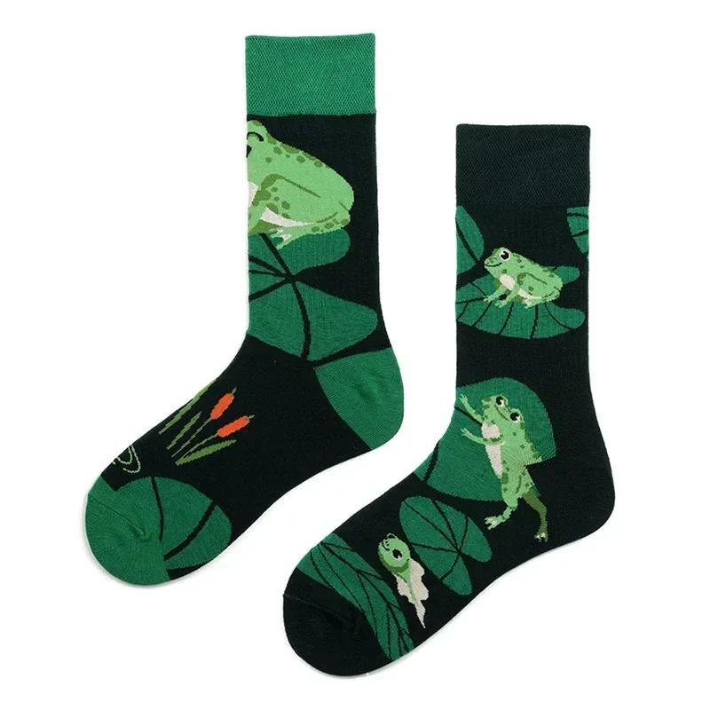 Original Design AB Mandarin Duck Asymmetric Socks Ins Street Cartoon Creative Animal and Plant Fruit Fashion Sports Cotton Socks