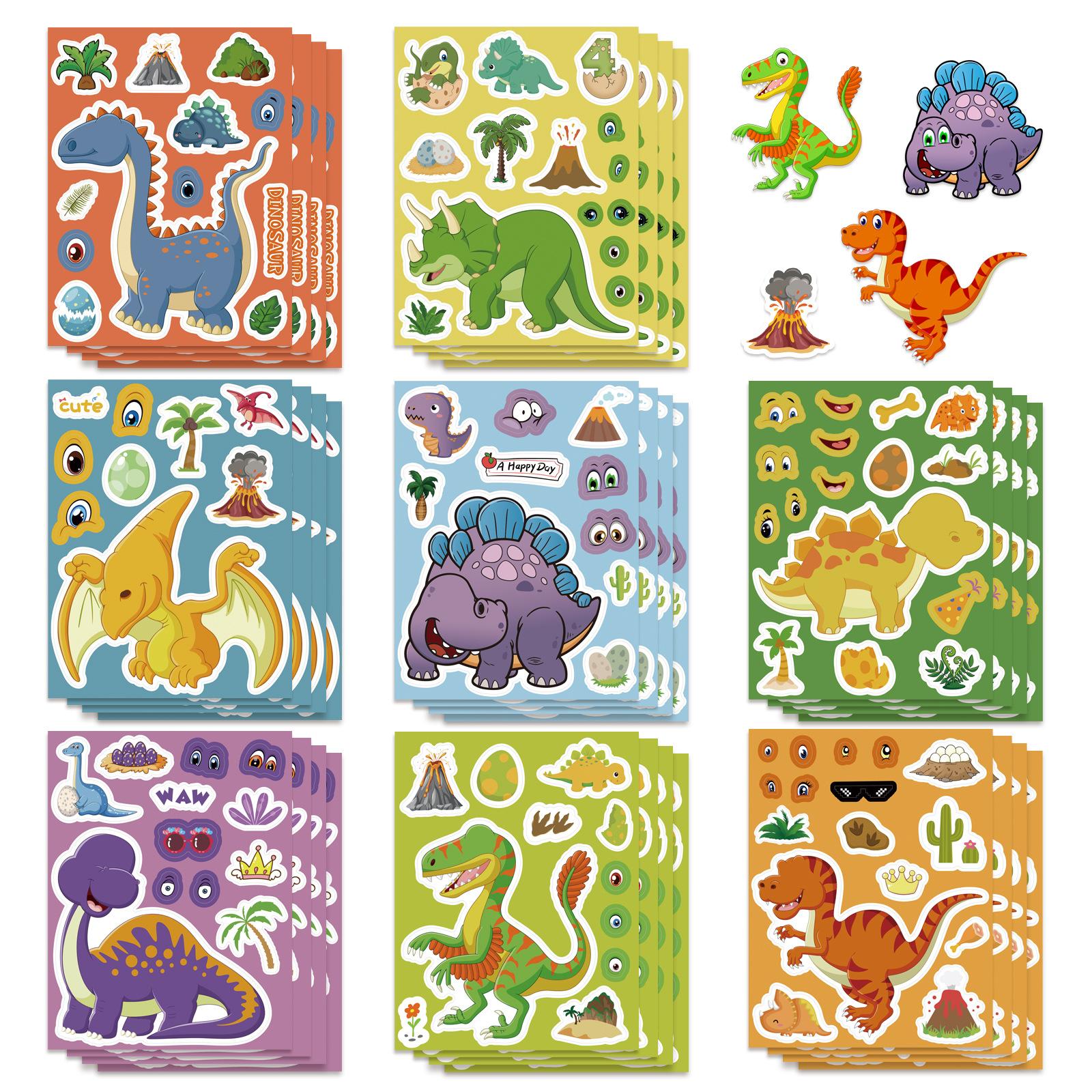 

1/8/16/24PCS Cute Dinosaur Puzzle Stickers DIY Handmade Waterproof Face Stickers Creative Personalized Decoration