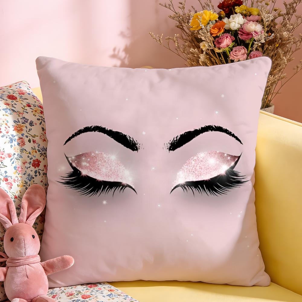 Cushion Cover Short Plush Throw Pillow Soft Washable Sofa Bed Office Cushion Beauty Makeup Eyelash