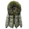 Deep winter thickened warm goose down jacket medium and long women's oversized natural real raccoon fur collar high-end jacket