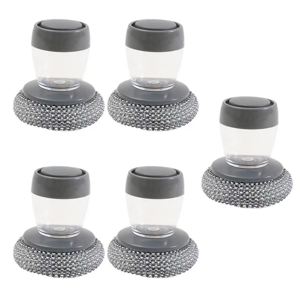 5Pcs Press Type Dish Cleaning Brush Creative Soap Dispensing Dishwashing Tool Kitchen Accessories