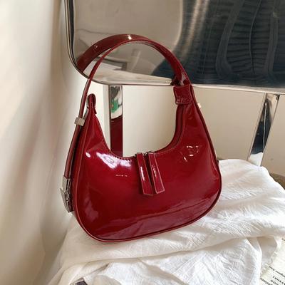 Halbmondtasche Vintage PU-Leder Kleine Umhängetasche für Damen Mädchen Hobo Handtasche Luxus Retro Rote Damen Achseltaschen Tragetaschen