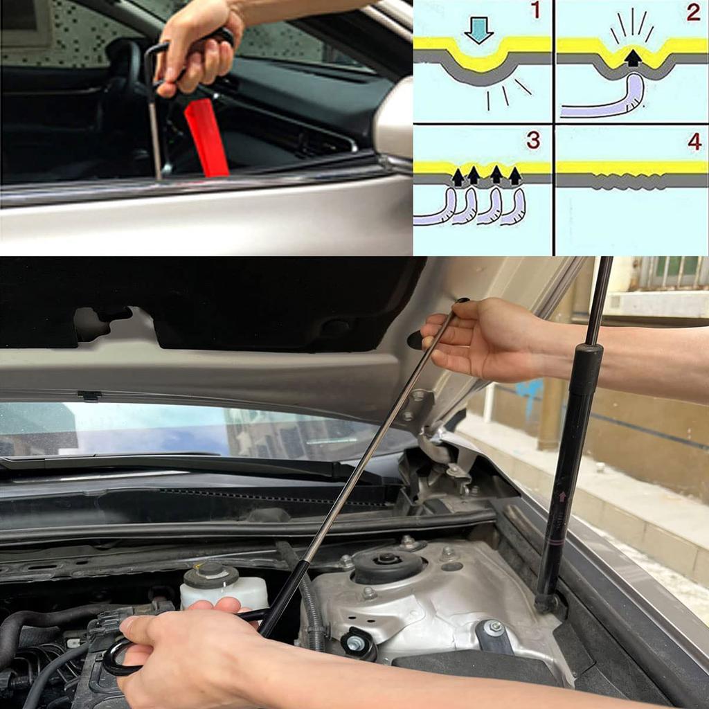6pcs Car Dent Repair Hooks Stainless Steel Push Rods Car Body Dent Removal Crowbar Kit for Auto Door Dings Dent Repair Tools Kit