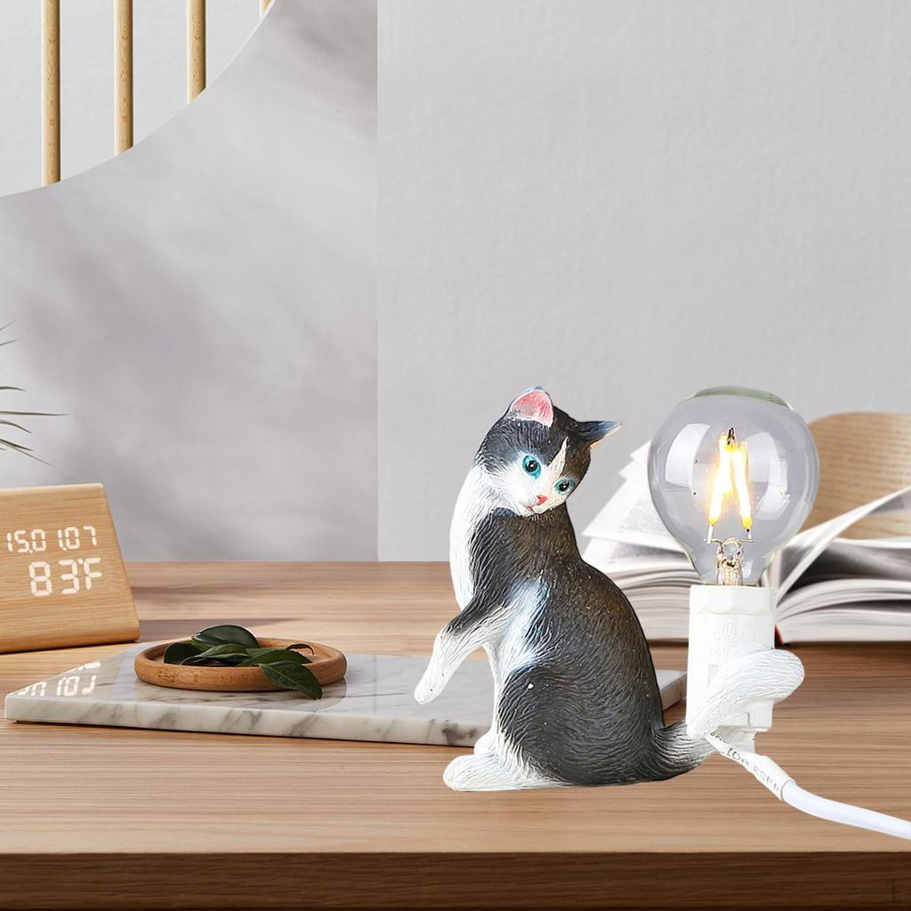 Artificial Cat Shaped Bedside Table Wall Lamp Desk Night light house Decoration Housewarming Gift