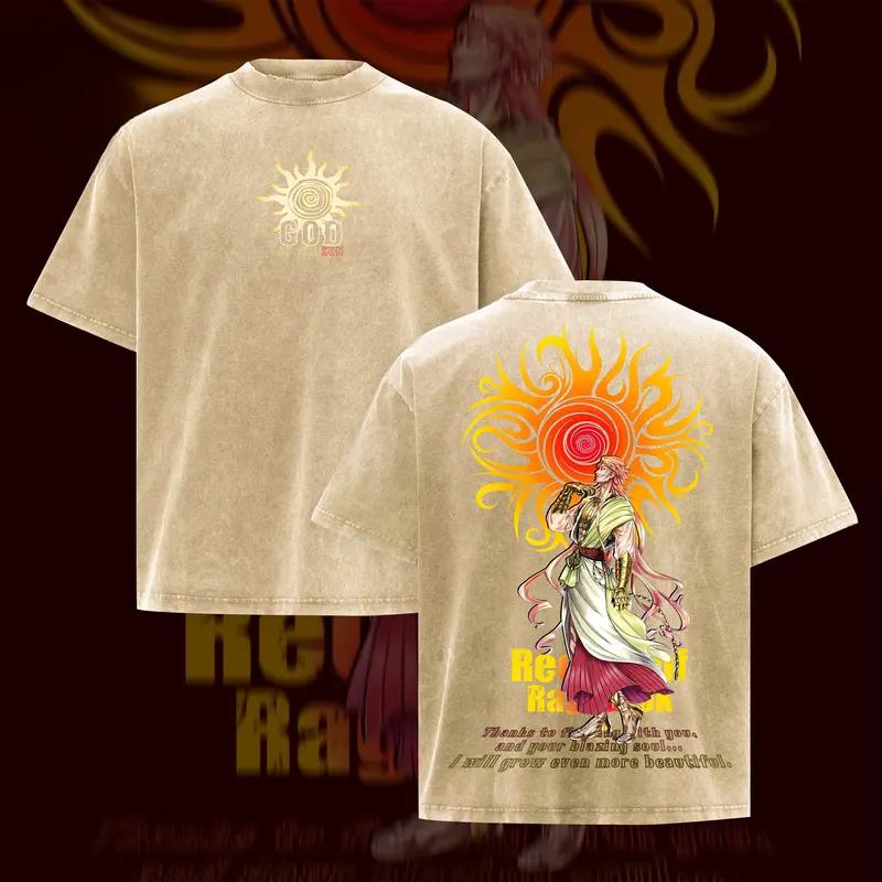 Record Of Ragnarok Apollo Printed Tee Men Women Washed Cotton T-shirts Manga Vintage T Shirt Harajuku Male Short Sleeve Tshirt XXL коричневый 1590₽