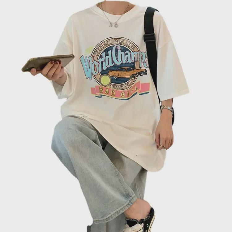 2021 Summer Women's Harajuku-Style Loose Fit Short-Sleeve T-Shirt