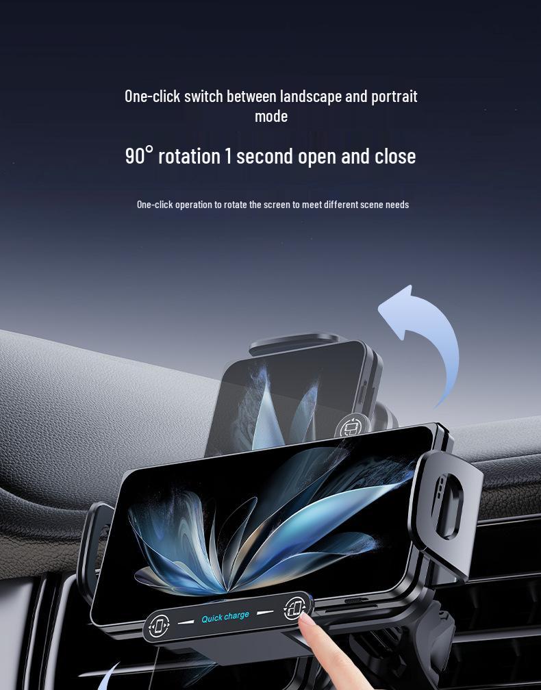 Foldable Car Phone Holder with Wireless Charging and Air Vent Mount
