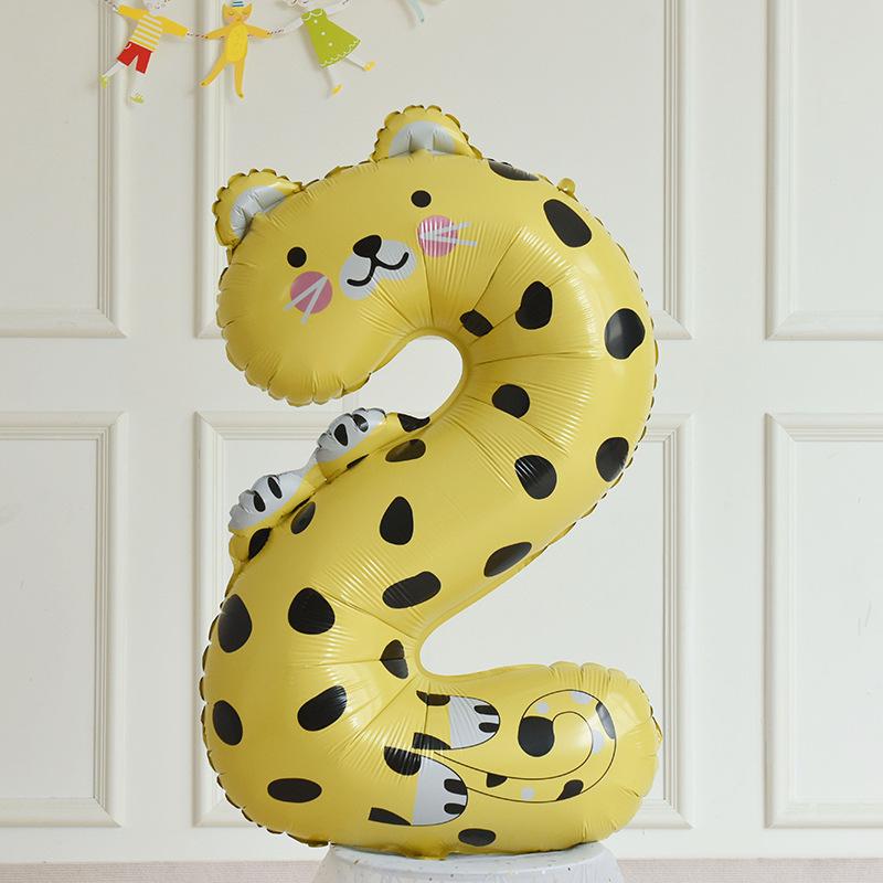 Cartoon Animal Number Balloons for Baby's 1st Birthday or 100 Days Celebration Photo Table
