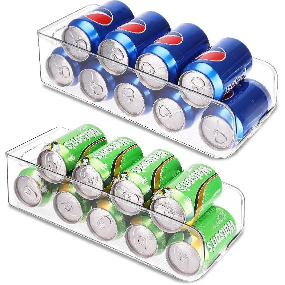Moretoes 2 Pack Soda Can Organizer for Fridge, Clear Refrigerator Organizer Bins, Soda Can Organizer for Pantry, Kitchen Organizers and Storage