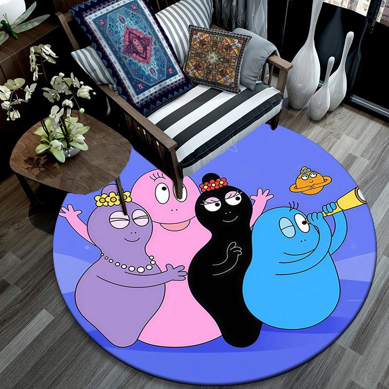 Barbapapa2 Round Area Rug,Carpet Rug for Living Room Bedroom Sofa Playroom Decor,Non-slip Floor Mat