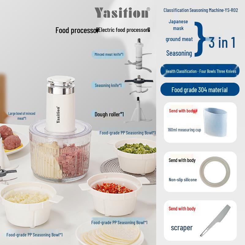 All-in-One Large Capacity Kitchen Meat Grinder & Dough Mixer for Baby Food Processing