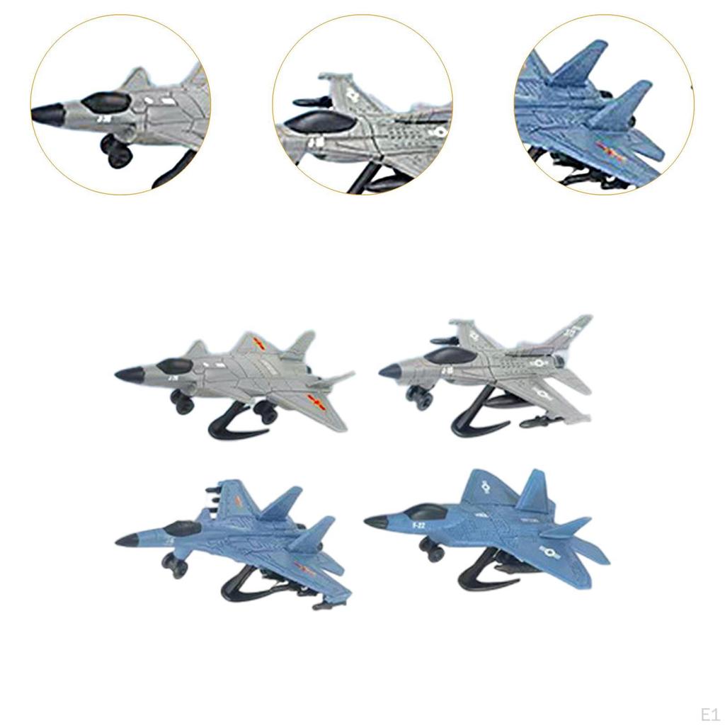 4 Stück Jäger Modell 4D Flugzeug Ornamente Bildung Heimdekor Flugzeug Sammlerstücke für