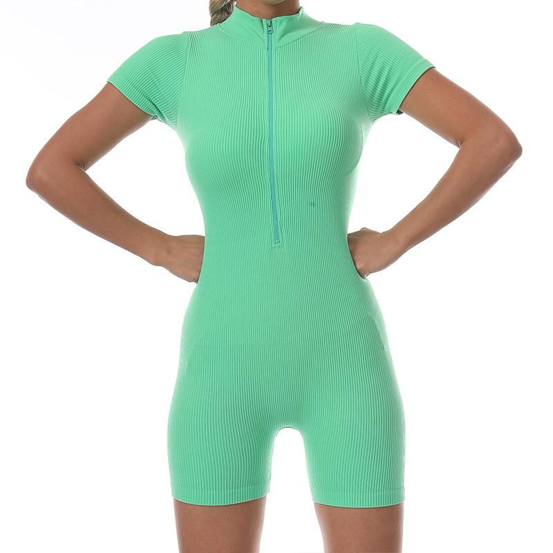 

Костюм для йоги на молнии, Эластичный комбинезон для женщин, Спортивная одежда с текстурой, Облегающий костюм для бега, Комбинезон для йоги для женщин L