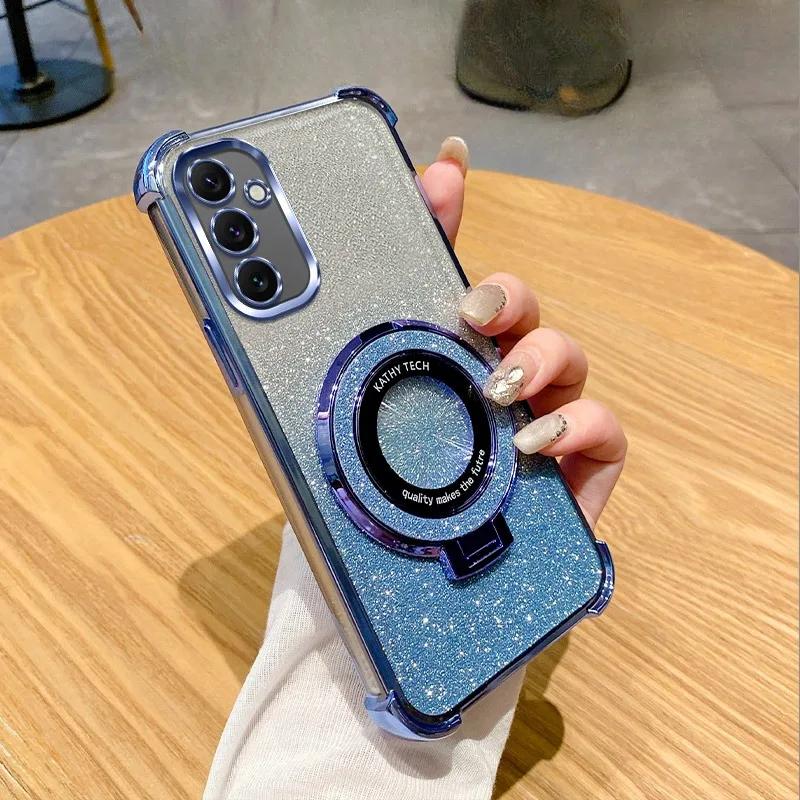 Luxury with bracket Glitter Case For Samsung Galaxy A06 A05 A05S A14 A15 A16 A25 A26 A56 A34 A35 A36 A52 A53 A54 A55 Case Holder