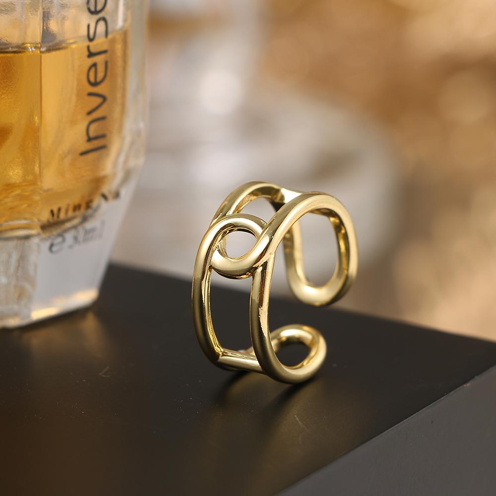 Retro Fashion Ring Open Punk Style Love Ring Trend Cross Bamboo Ring Simple Couple Ring Jewelry