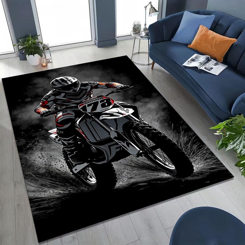 Alfombra Decorativa Personalizada para Motociclista, Motocicleta, Arte, para Dormitorio, Sala de Estar, Sofá, Felpudo de Entrada del Hogar, Alfombra de Piso Grande Antideslizante para Niños