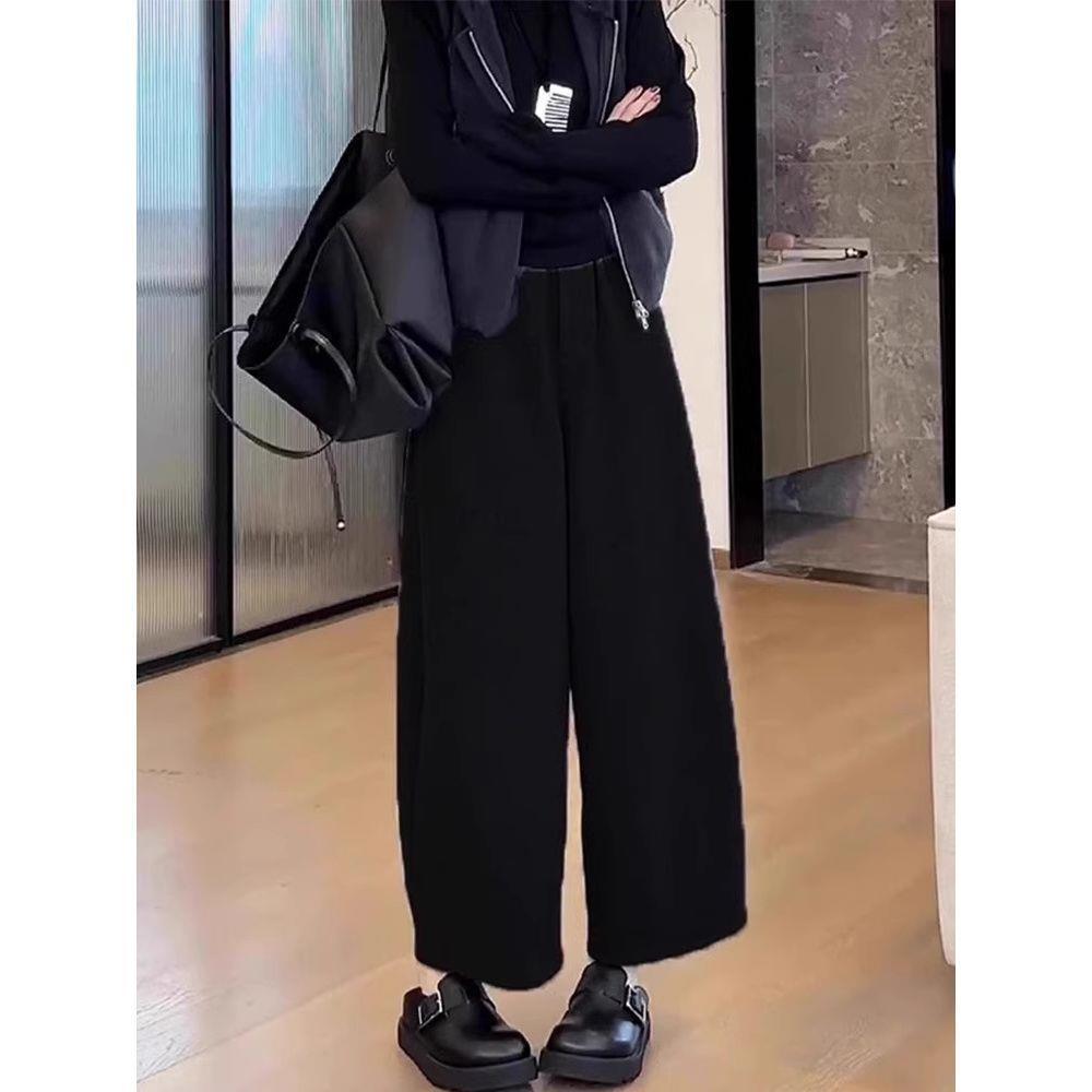 

145 Petite High-Waist Wide-Leg Pants for Women - Plus Velvet, Thickened, Slimming, Solid Color, Carrot Style XS (Suggest 40-45kg)