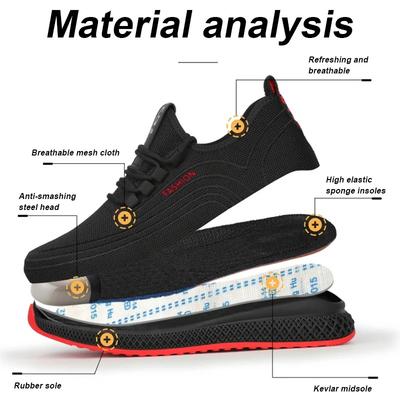 Modische Arbeitsschuhe Herren Damen Arbeits-Sneaker Atmungsaktiv Leicht Stahlkappe Sicherheitsschuhe Stiefel Herren Durchstichsicher Unzerstörbare Schuhe