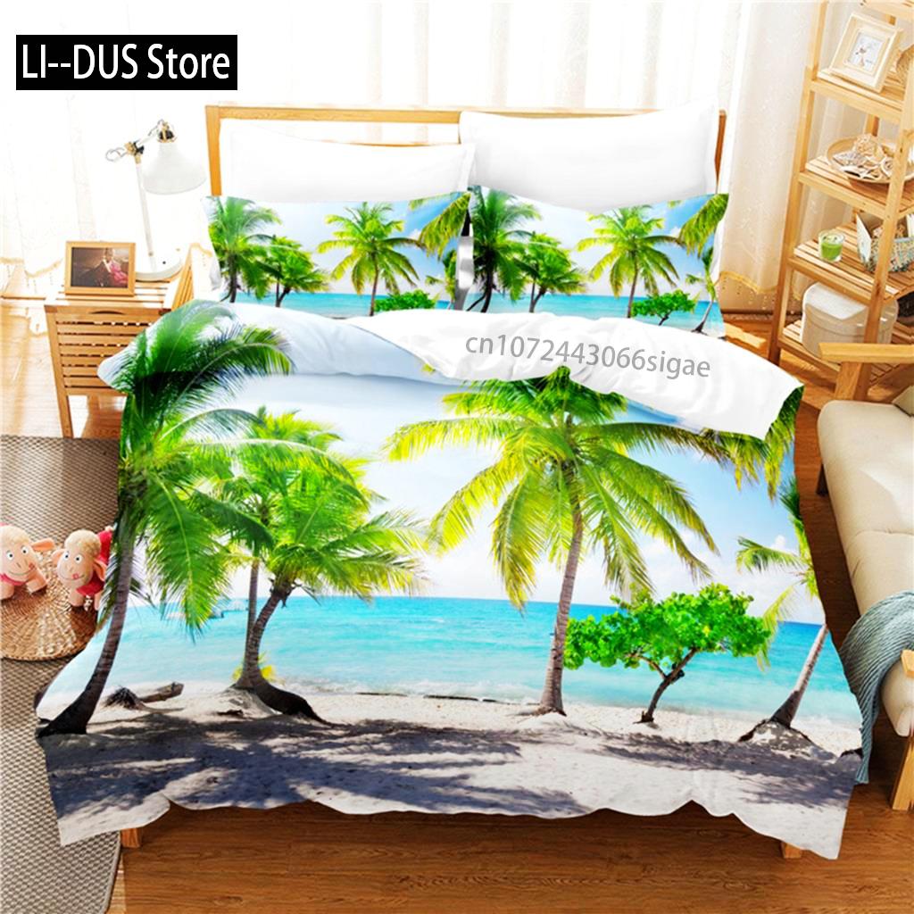 Comforter Coconut Tree Bedding Set 3D Bedding Digital Printing Queen Size Bedding Set Fashion Design