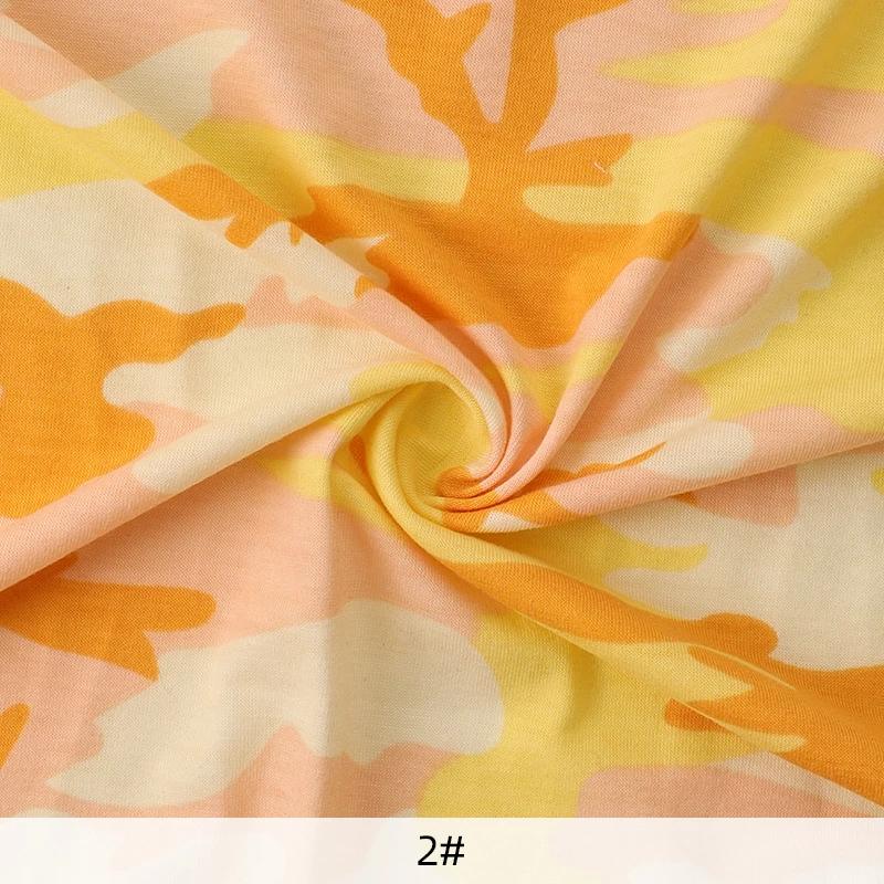 0.5m/1m/2m Floral Pattern Stretchy Knitted Jersey Fabric for Sewing Women's Dress, T-shirts, Handmake DIY Clothing Fabrics