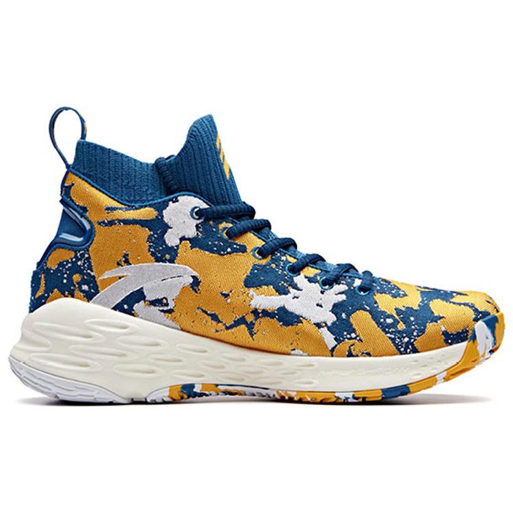 Anta KT4 Thompson, Warriors Home Non Slip Lightweight High Top Performance Basketball Shoes Men's Blue Yellow 11911101-15
