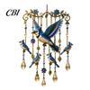 Yard Art for Outside Hummingbird Wind Chime, Chimes Outside, Stained Glass & Crystal Sun Catcher Hanging Bird Ornament Windchime, Colorful Decorations