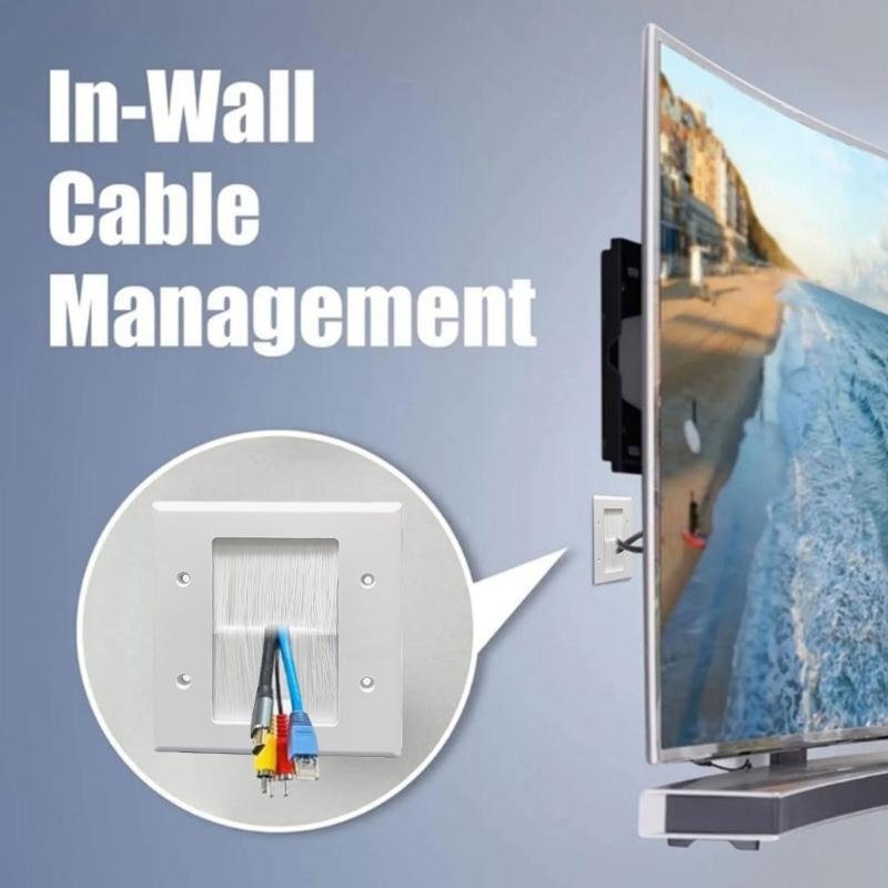 Wandsteckdosen-Kabeleinführungsplatte Einzel-Gang Borstenbürsten-Wandplatte Anschluss-Einsatzabdeckung Wandkabelabdeckung Langlebig