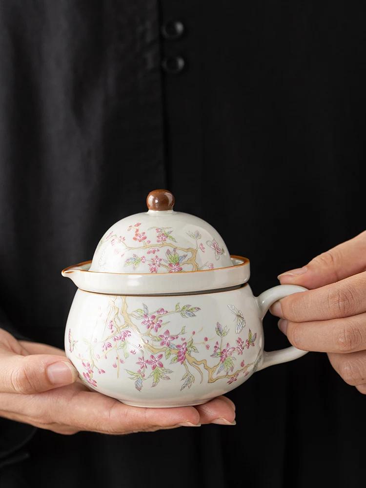 Travel Tea Set Camping Ru Kiln Teapot Teacup Portable Simple Kung Fu One Pot One Cup Outdoor Teapot