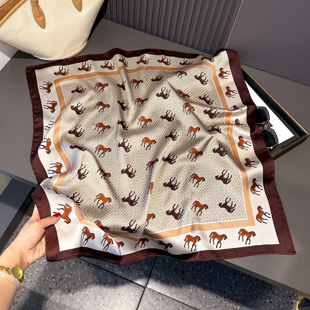 High-End Retro Korean-Style Silk Square Scarf: Versatile Fashion Accessory for Women