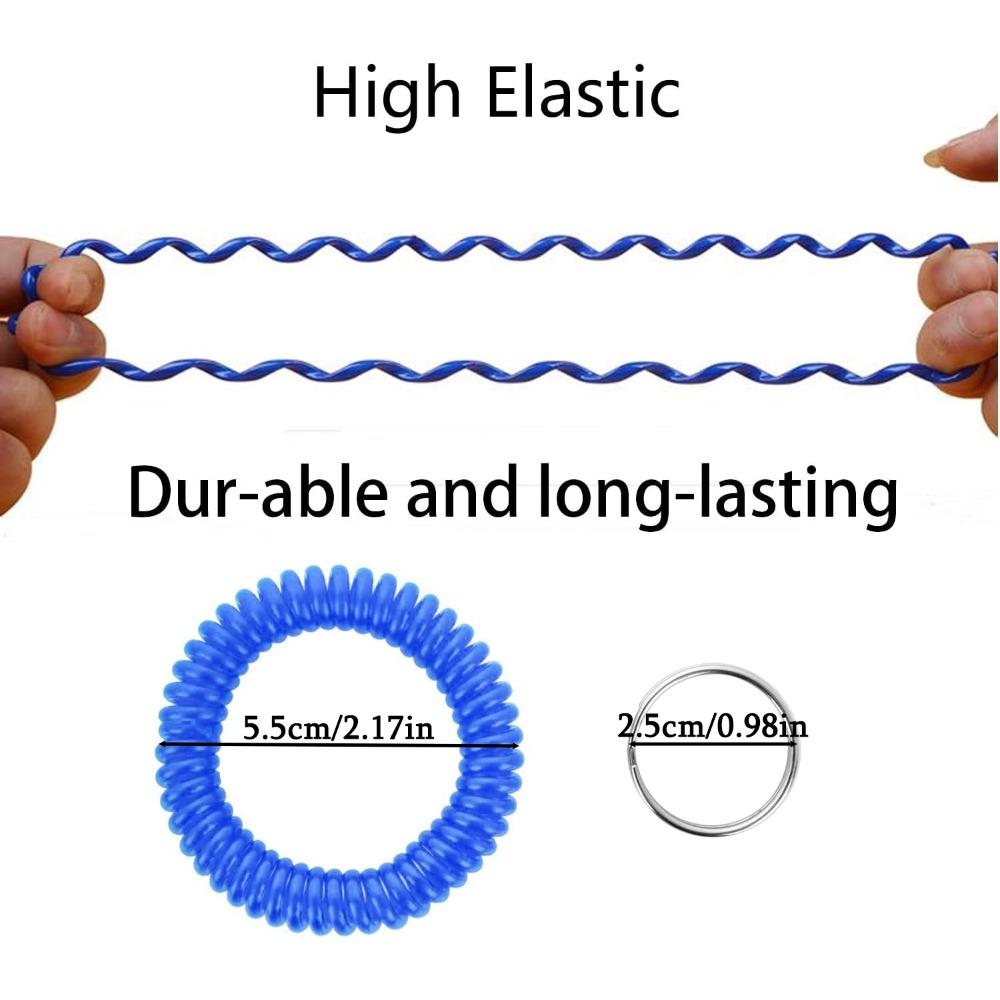 30pcs Wristlet Keychain Spring Spiral Wrist Coil Key Chain Badge Holders Wristband Key Ring Colorful Spiral Coil Hair Tie Sauna Accessaries Wrist Coil