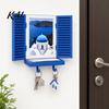 Hidden Key Storage Shelf Holder with Shelf, Mediterranean-Style Window Frame Photo Vacation Style Home Decoration Display Stand, Functional