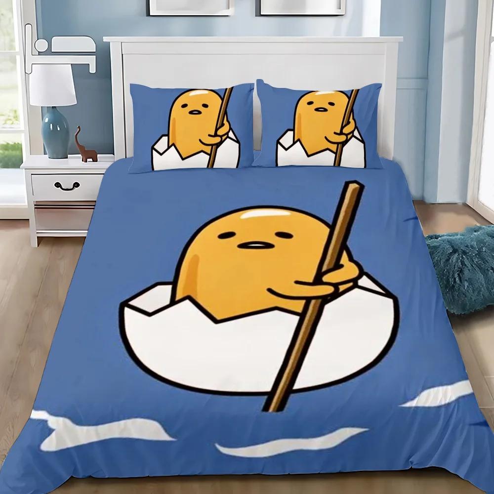 Забавный Гудетама Ленивое Яйцо Пододеяльник Наволочка Комплект Постельного Белья Взрослый Мальчик Девочка Украшение Спальни Детский Односпальный Двуспальный Большой Размер 90X200cm