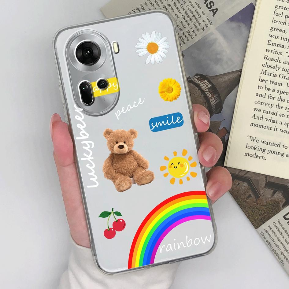 Case For OPPO Realme 12 Lite C67 A3 P1 Pro Pro+ Reno 11 Pro Find X7 Back Cover Fashion Rainbow Soft Silicone TPU Shockproof Clear Bumper Capa For OPPO