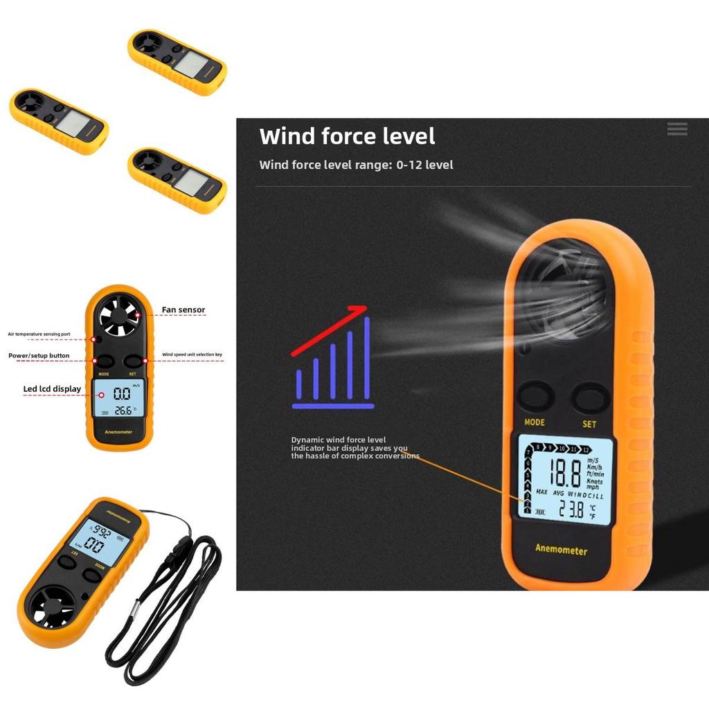 Digital Anemometer Wind Speed Meter With Backlit Display For Weather Monitoring