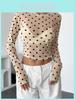 Sexy Netz-T-Shirt für Damen mit Polka-Dot-Muster und langen Ärmeln für Streetwear-Mode