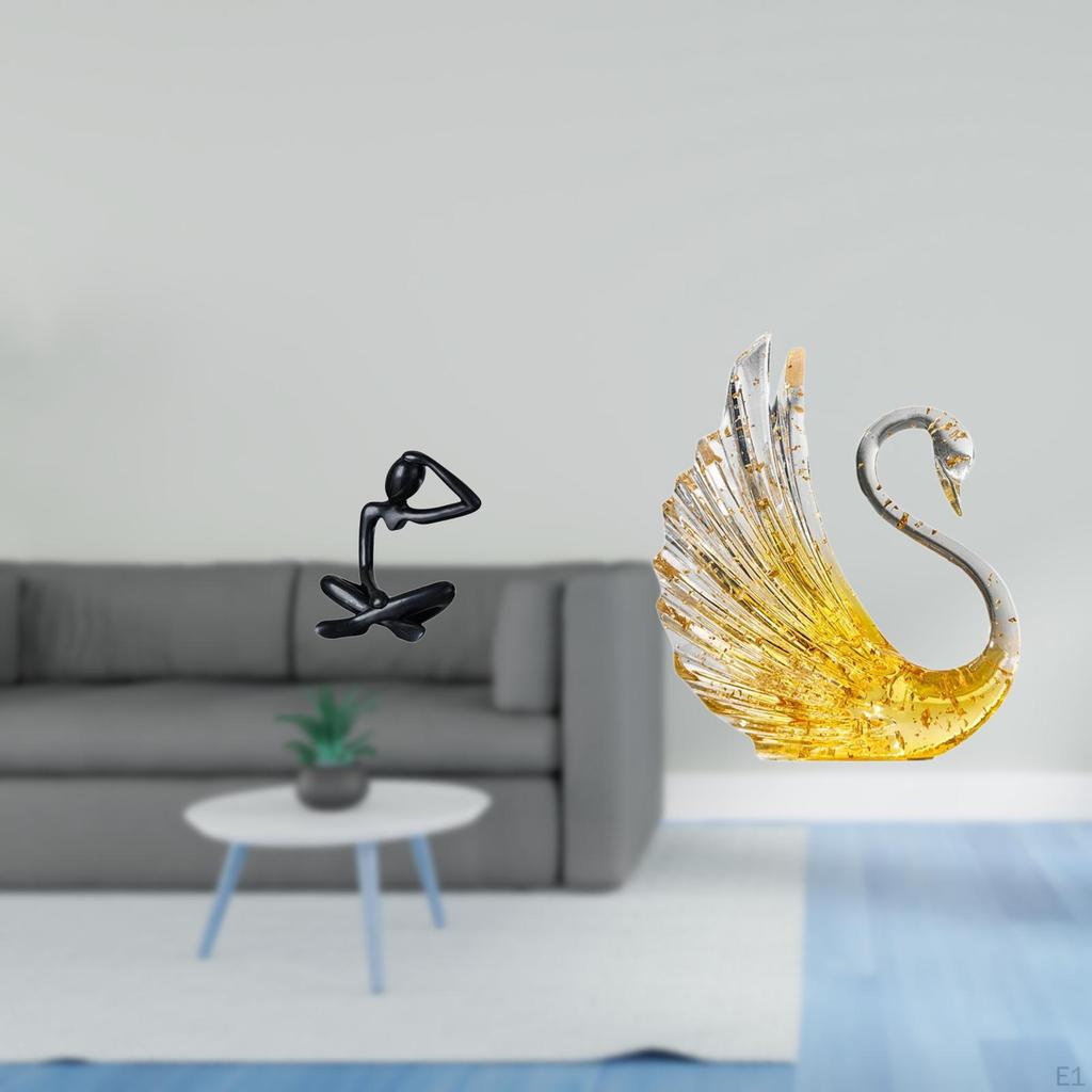 Modern Thinker Swan Abstract Statue Decorative Figurine Collection Resin Goose Sculpture Simple