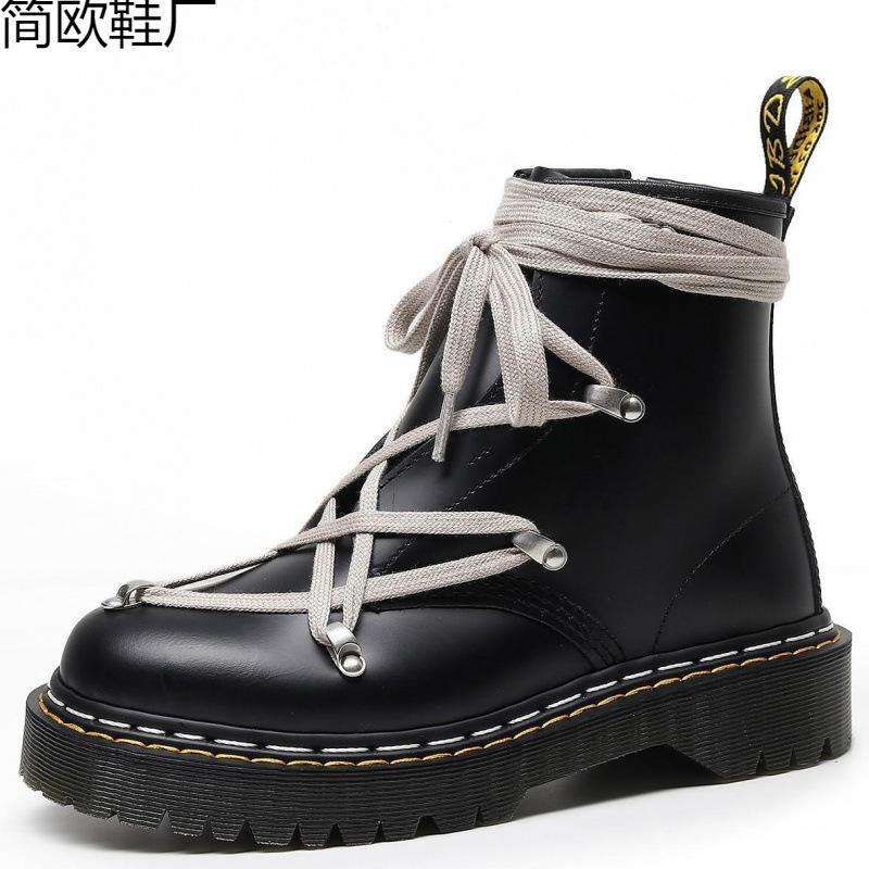 Martin boots double line high top cross strap locomotive boots women s personality short boots side zipper leather boots Order 10980₽