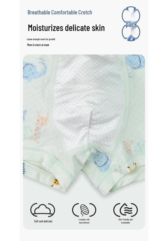 Ice Silk Boys' Boxer Briefs - Breathable, Antibacterial Mesh for Toddlers & Young Children
