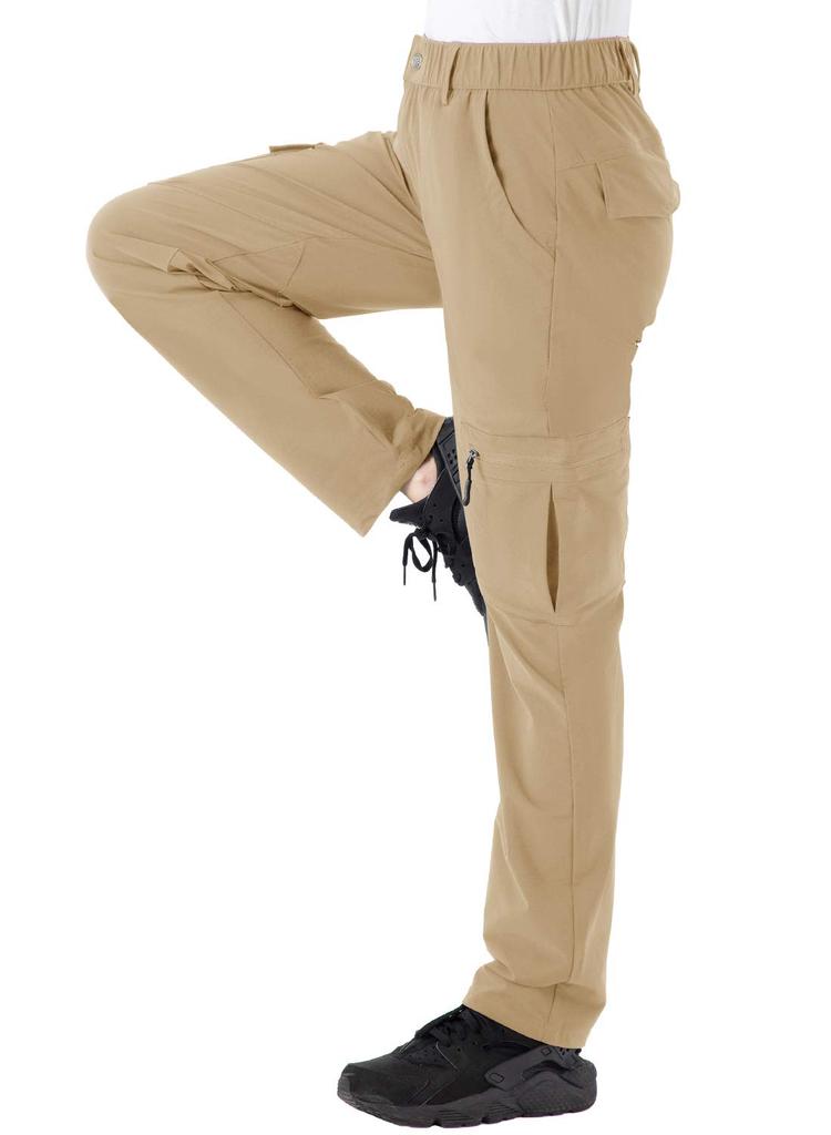 Gopune Women's Trekking Pants, Water-Repellent Quick-Dry Stretch Cargo Pants for Hiking, Golf, Camping, Fishing, UV-Cut Cooling Lightweight (Khaki, 2L